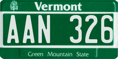 VT license plate AAN326