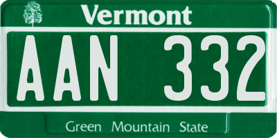 VT license plate AAN332