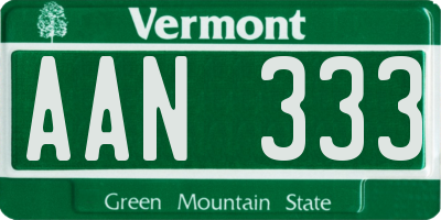 VT license plate AAN333