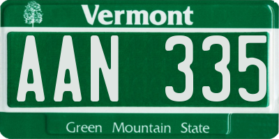 VT license plate AAN335