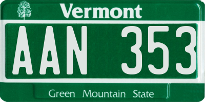 VT license plate AAN353