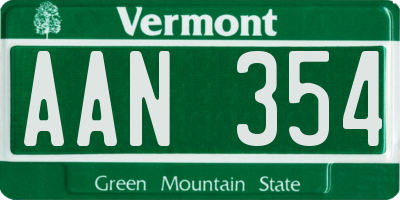 VT license plate AAN354