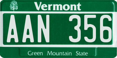 VT license plate AAN356