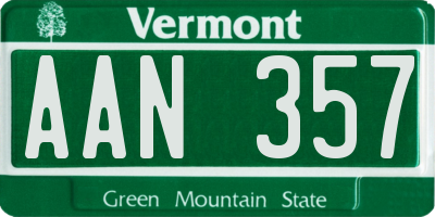 VT license plate AAN357