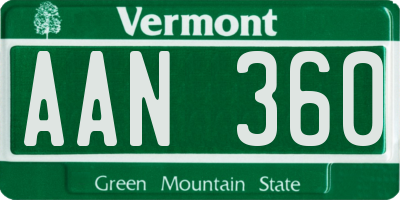 VT license plate AAN360
