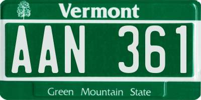 VT license plate AAN361