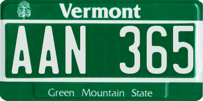 VT license plate AAN365
