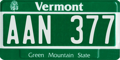 VT license plate AAN377