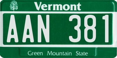 VT license plate AAN381