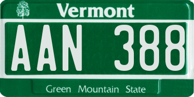 VT license plate AAN388