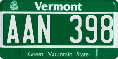 VT license plate AAN398
