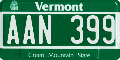 VT license plate AAN399