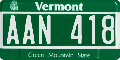 VT license plate AAN418