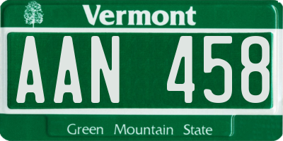 VT license plate AAN458