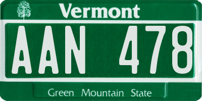 VT license plate AAN478