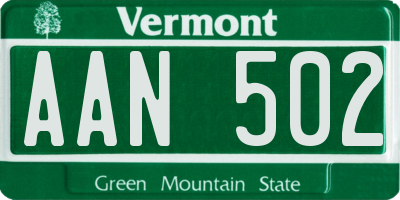 VT license plate AAN502