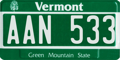 VT license plate AAN533