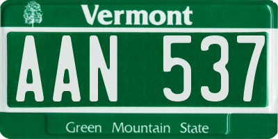 VT license plate AAN537