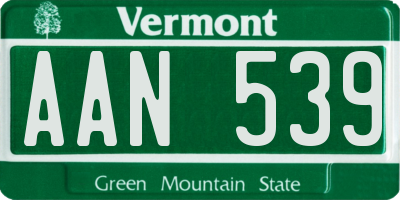 VT license plate AAN539