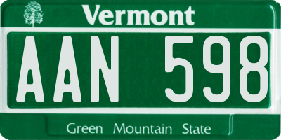 VT license plate AAN598