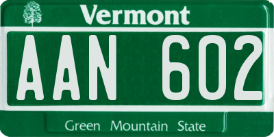 VT license plate AAN602