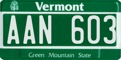 VT license plate AAN603