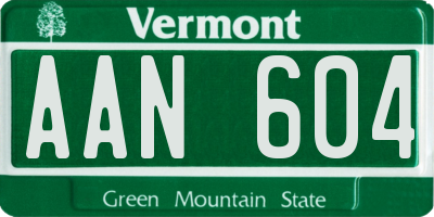 VT license plate AAN604