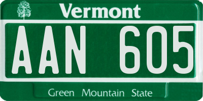 VT license plate AAN605