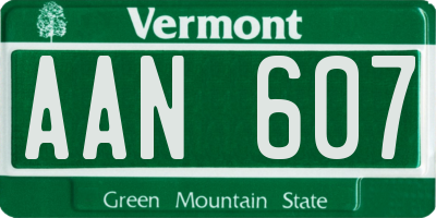 VT license plate AAN607