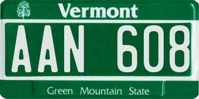 VT license plate AAN608