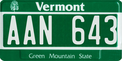 VT license plate AAN643