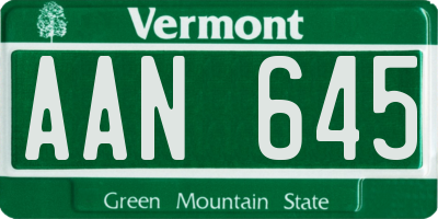 VT license plate AAN645