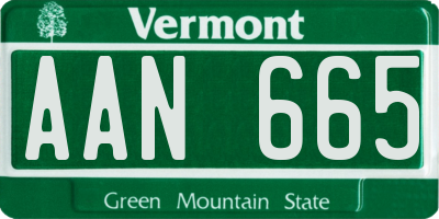 VT license plate AAN665