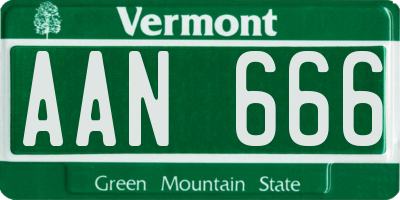 VT license plate AAN666