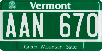 VT license plate AAN670