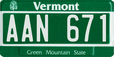 VT license plate AAN671