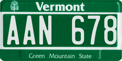 VT license plate AAN678