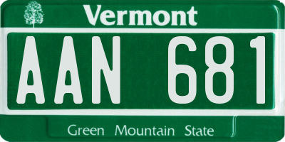 VT license plate AAN681