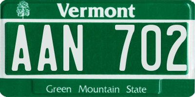 VT license plate AAN702