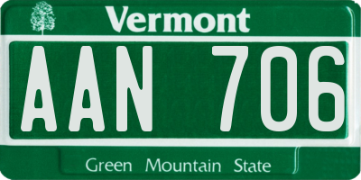 VT license plate AAN706