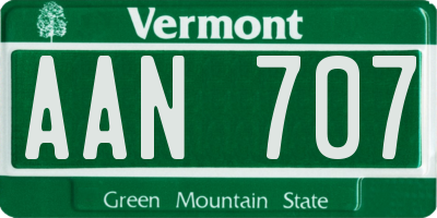 VT license plate AAN707