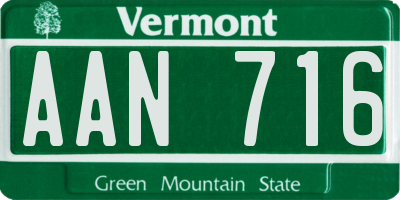 VT license plate AAN716