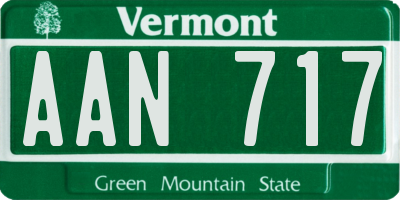 VT license plate AAN717