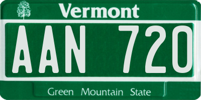 VT license plate AAN720