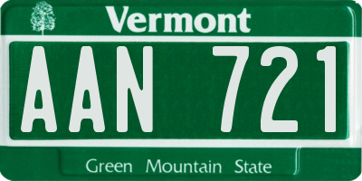 VT license plate AAN721