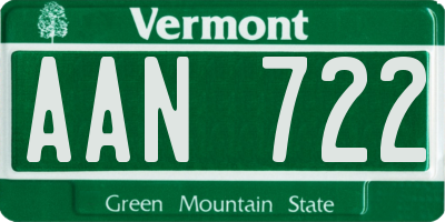 VT license plate AAN722