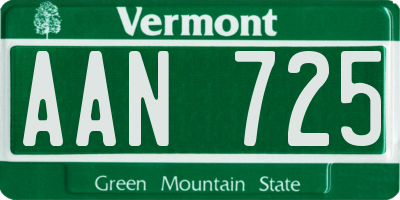 VT license plate AAN725