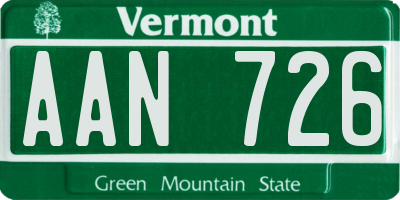 VT license plate AAN726