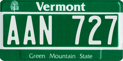VT license plate AAN727