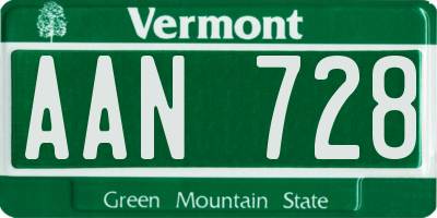 VT license plate AAN728